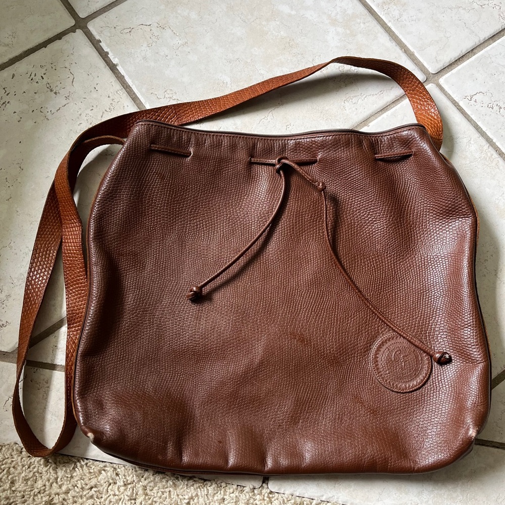 Carlos Falchi Bag Women's Brown Cinch Bag Reddish Brown Crossbody leather